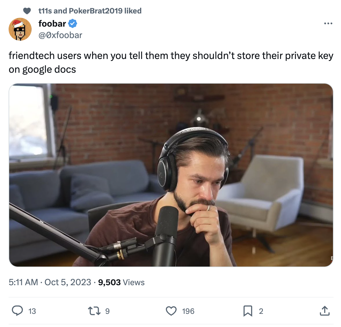 Meme tagged crypto, reaction
